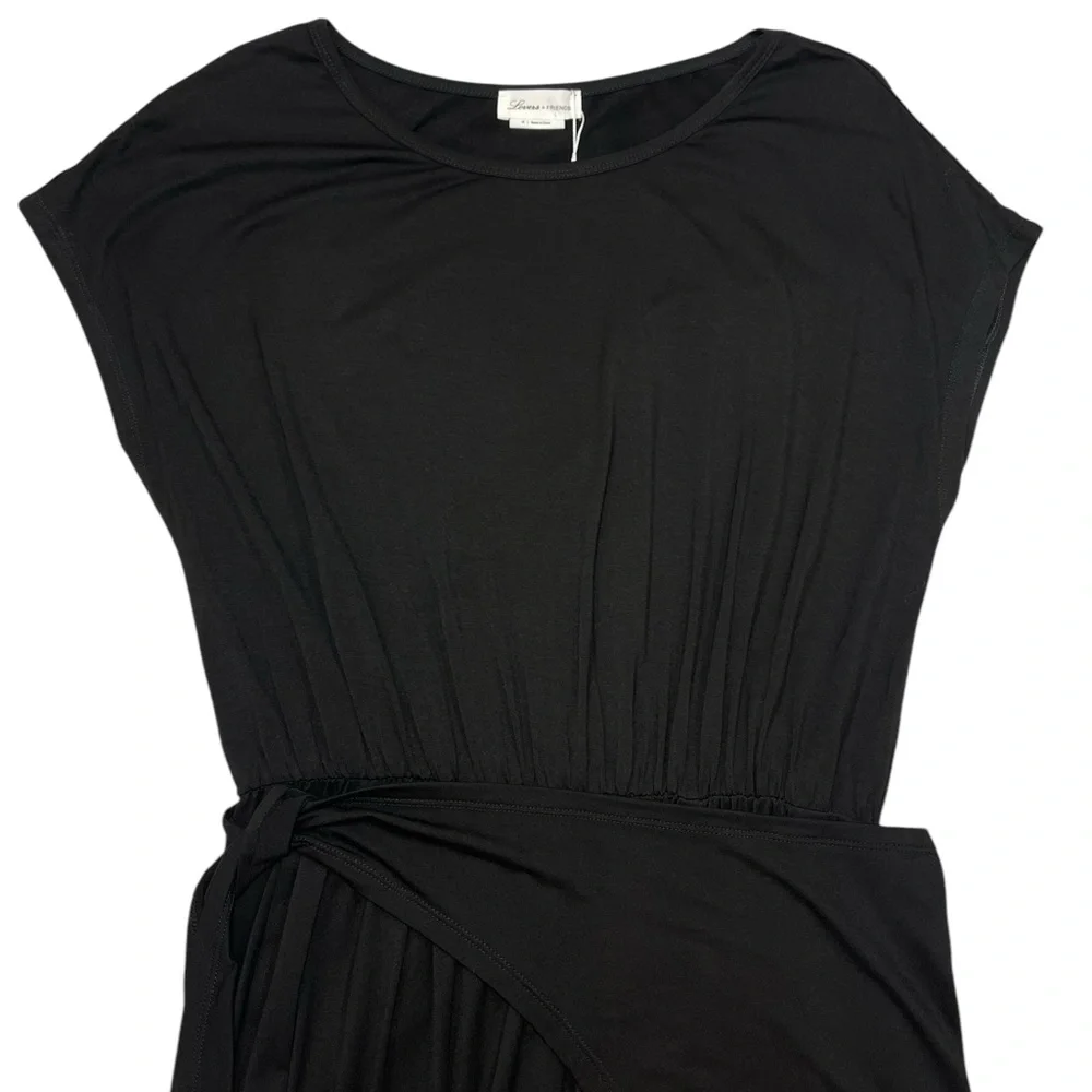 Lovers & Friends Tarin Mini Black Dress Tie Waist Short Sleeve Size Medium NEW - Picture 6 of 15